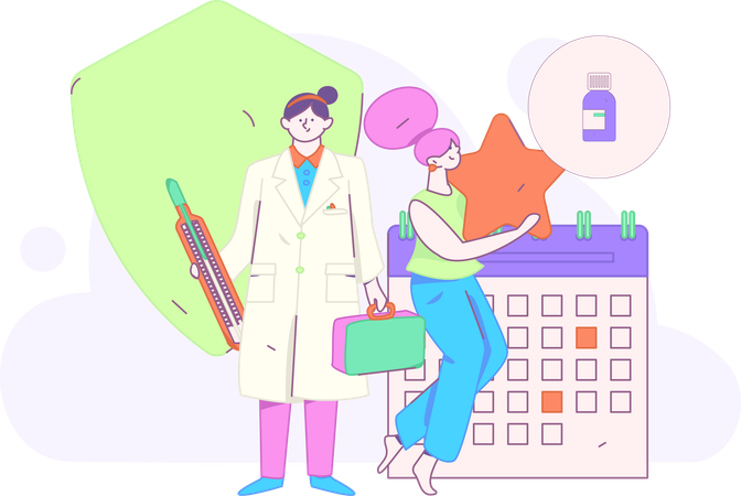 Le docteur marque son emploi du temps chargé dans le calendrier  Illustration