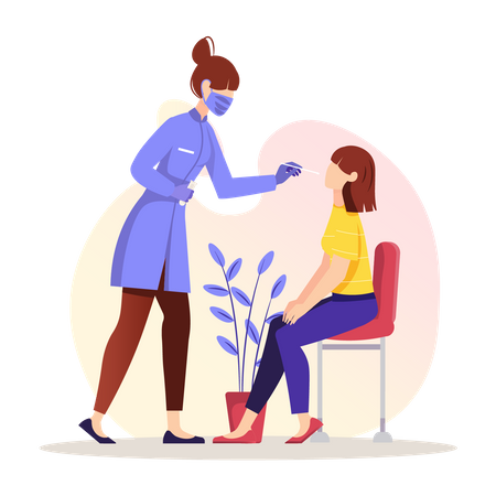 Le médecin prélève un échantillon sur le patient  Illustration