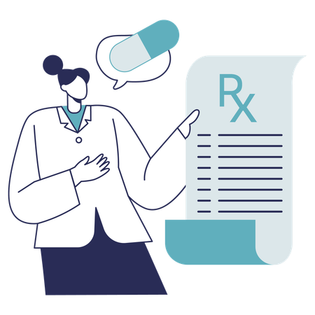 Le médecin prépare une ordonnance médicale  Illustration
