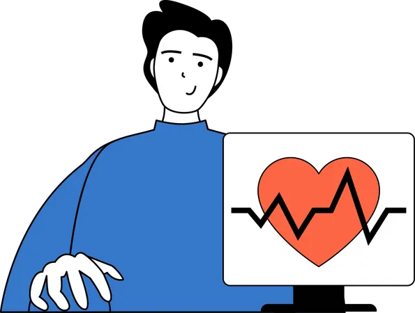 Le médecin examine le rapport cardiaque  Illustration