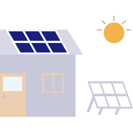 Le panneau solaire est sur le toit de la maison  Illustration