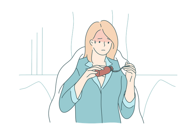 Le patient boit du sirop de médicament  Illustration