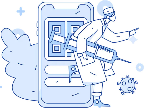 Le patient paie de l'argent via le code QR  Illustration