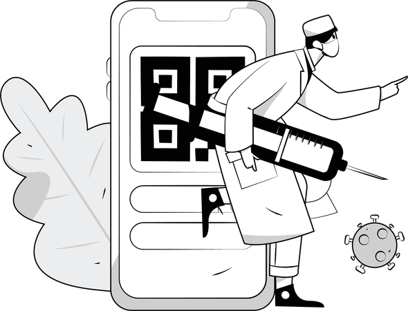 Le patient paie de l'argent via le code QR  Illustration