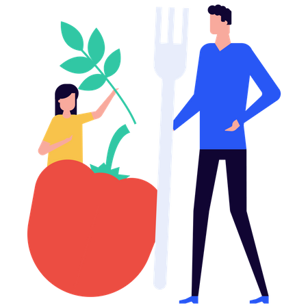Le père donne une alimentation saine à sa fille  Illustration