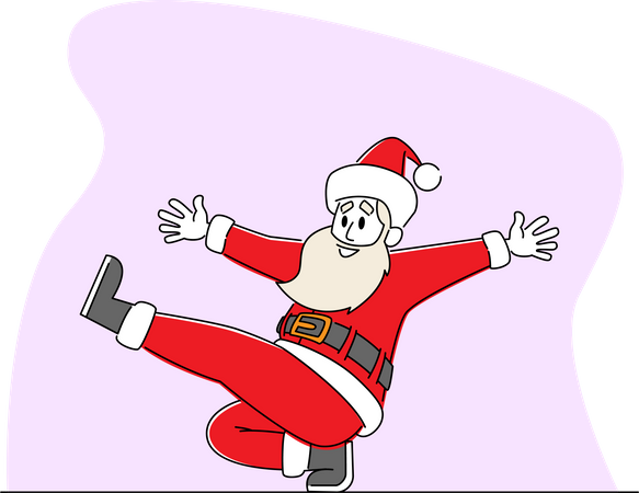 Cosaque du Père Noël dansant en position accroupie  Illustration