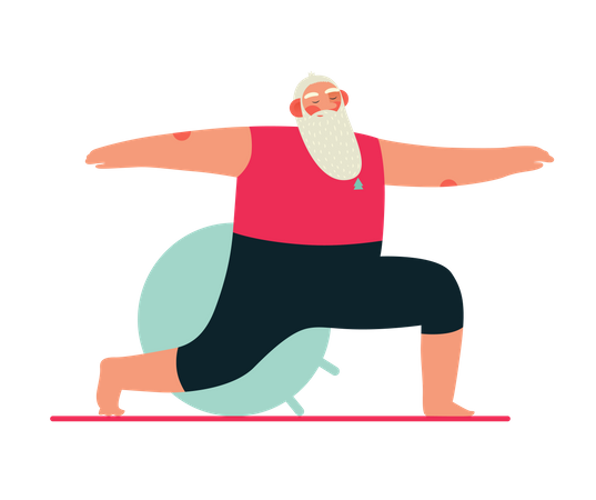 Le Père Noël fait du yoga  Illustration