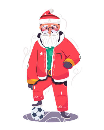 Père Noël jouant au football  Illustration