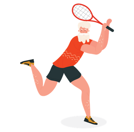 Le père Noël joue au tennis  Illustration