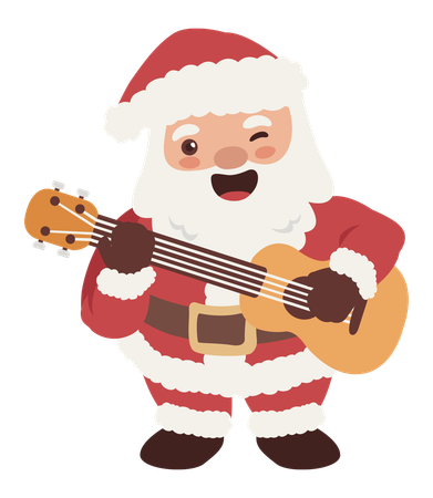 Père Noël jouant de la guitare  Illustration