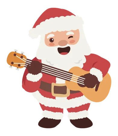 Père Noël jouant de la guitare  Illustration