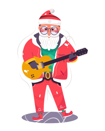 Père Noël jouant de la guitare  Illustration