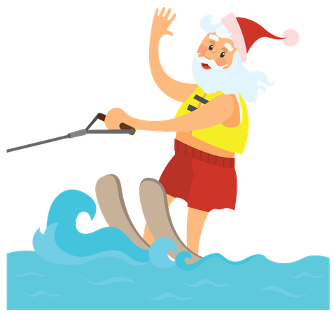 Père Noël profitant du surf  Illustration