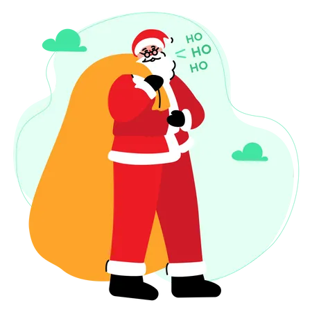 Le Père Noël rit en distribuant des cadeaux  Illustration