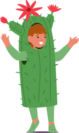 Un petit enfant imite une plante de cactus  Illustration