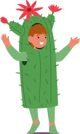 Un petit enfant imite une plante de cactus  Illustration