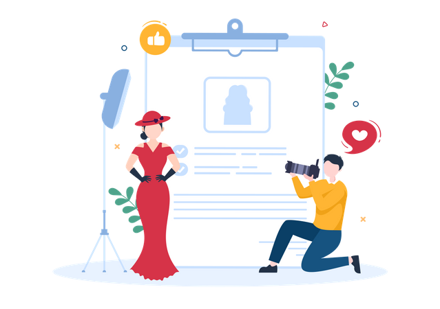 Le photographe prend des photos du modèle  Illustration