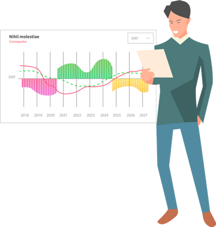 Le planificateur d'investissement conseille l'homme d'affaires  Illustration