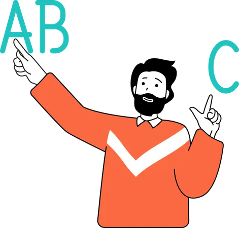 Le professeur enseigne les alphabets ABC aux élèves  Illustration