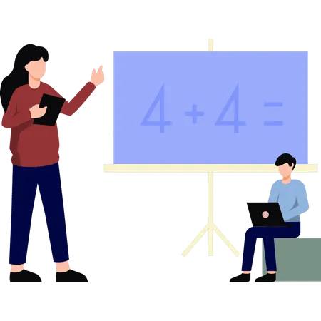 Le professeur enseigne les mathématiques  Illustration