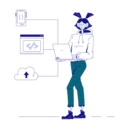 Le programmeur enregistre les données dans le cloud  Illustration