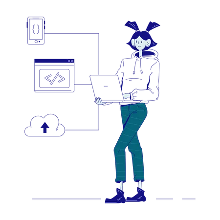 Le programmeur enregistre les données dans le cloud  Illustration