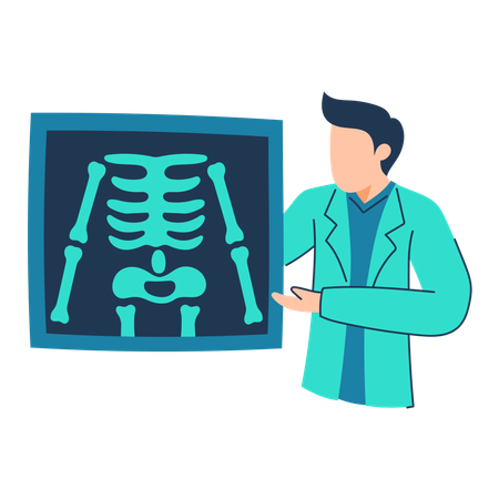 Le radiologue lit le résultat de la radiographie  Illustration