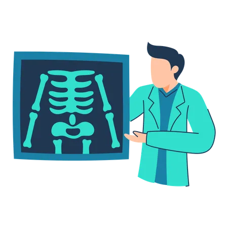 Le radiologue lit le résultat de la radiographie  Illustration