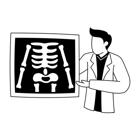 Le radiologue lit le résultat de la radiographie  Illustration