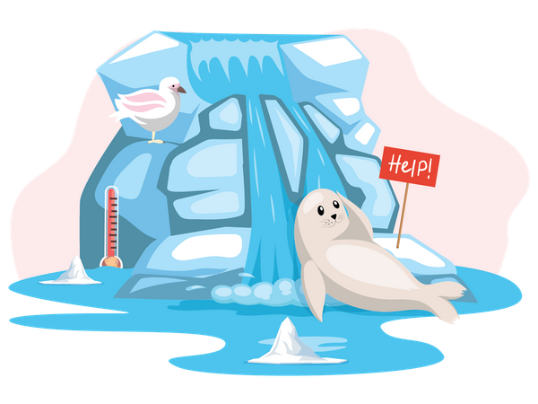 Le réchauffement climatique fait fondre les glaces  Illustration