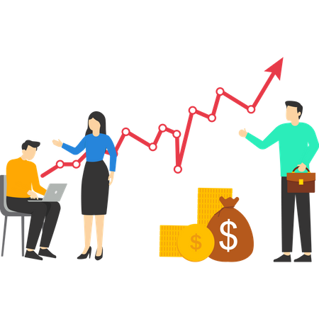 Un responsable de startup analyse la courbe de croissance  Illustration