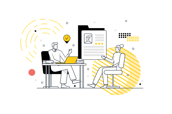 Le responsable des ressources humaines interviewe des candidats potentiels  Illustration