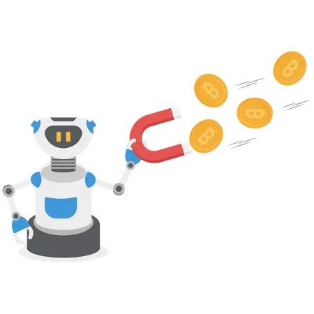 Le robot pense à une idée créative  Illustration