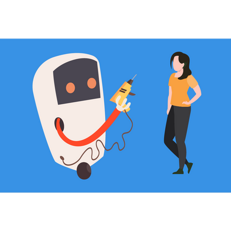 Le robot tient une perceuse  Illustration