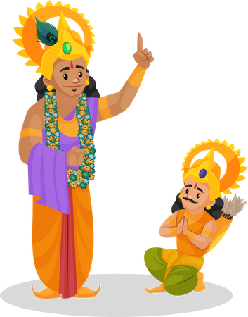 Le Seigneur Krishna donne des conseils à Arjun  Illustration
