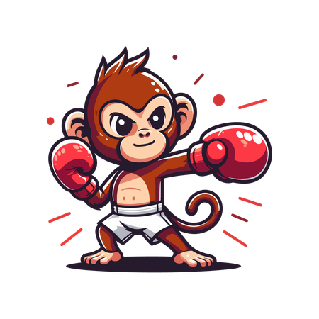 Le singe joue comme un champion de boxe  Illustration