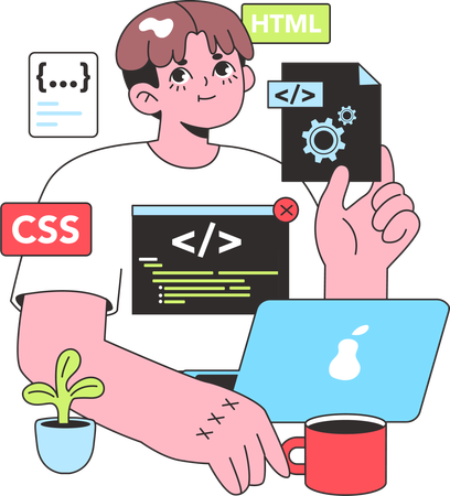 Le testeur travaille sur le code de test  Illustration