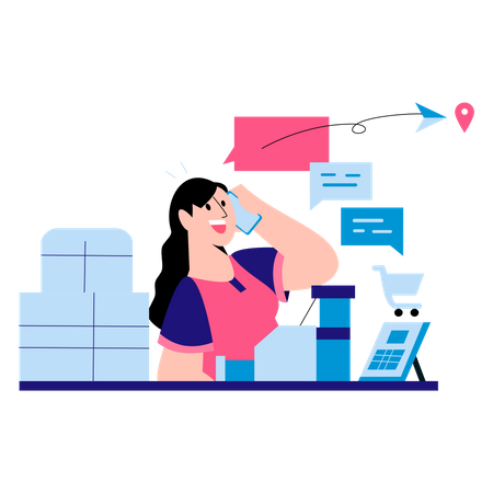 Le vendeur a reçu un appel de commande  Illustration
