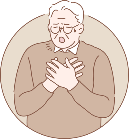 Le vieil homme souffre de problèmes respiratoires  Illustration