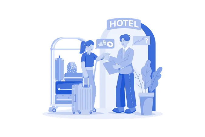 Le visiteur s'enregistre à l'hôtel  Illustration