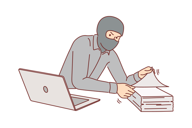 Le voleur vole des documents confidentiels  Illustration