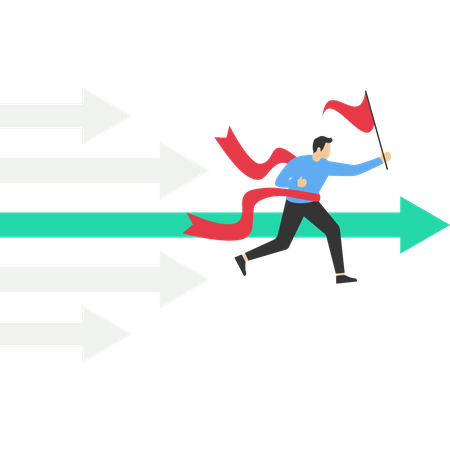 Leader runs to the finish line  Illustration