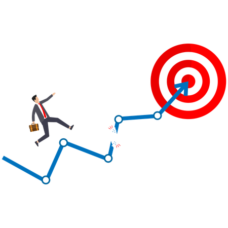 Leader set a business target and business goal achievement  Illustration