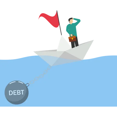 Leader sinks due to debt burden  Illustration