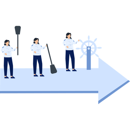 Leadership and Direction with Steering Wheel and Arrow  Illustration