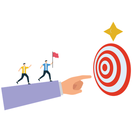 Leadership Helping Team Achieve Business Goals  Illustration