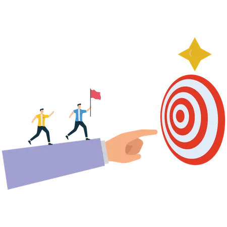 Leadership Helping Team Achieve Business Goals  Illustration