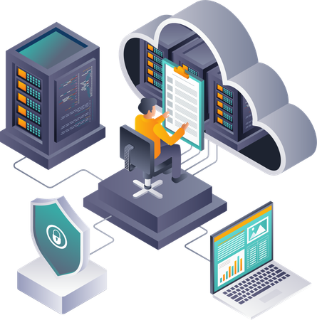 Leadership in Business Cloud Server Data Evolution  Illustration