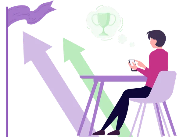 Businessman working as business leader  Illustration