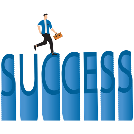 Leadership to reach business success  Illustration